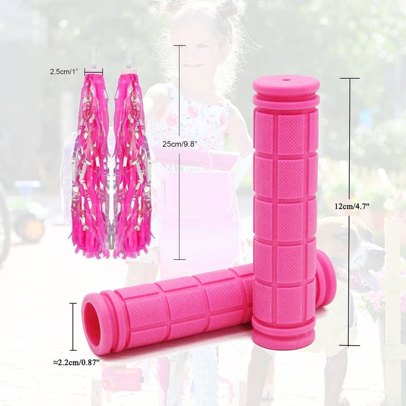 AHOMAME Bike Handle Grips with Tassel Streamers for Girls Boys and Kids, Non-Slip Bicycle Handlebar Grips Cover for Mountain Bike, Scooters Cruiser Road Bike Handle Grips, BMX MTB Cycling Replacement Parts - Image 2